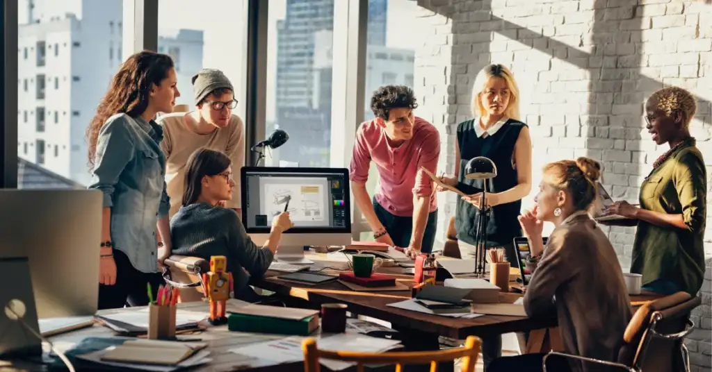 Creative team planning marketing services and digital marketing strategy