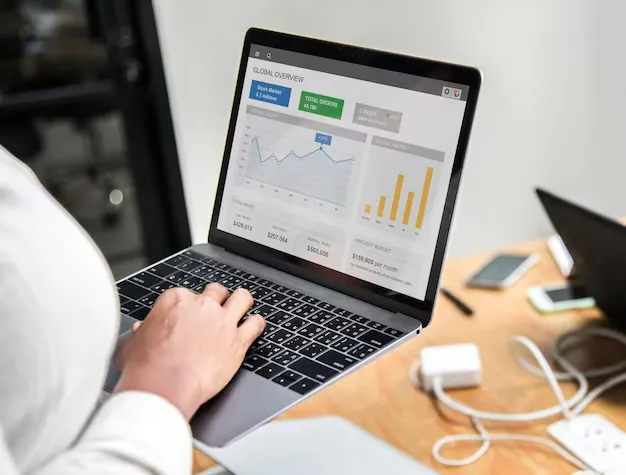 SEO services team analyzing website performance metrics.